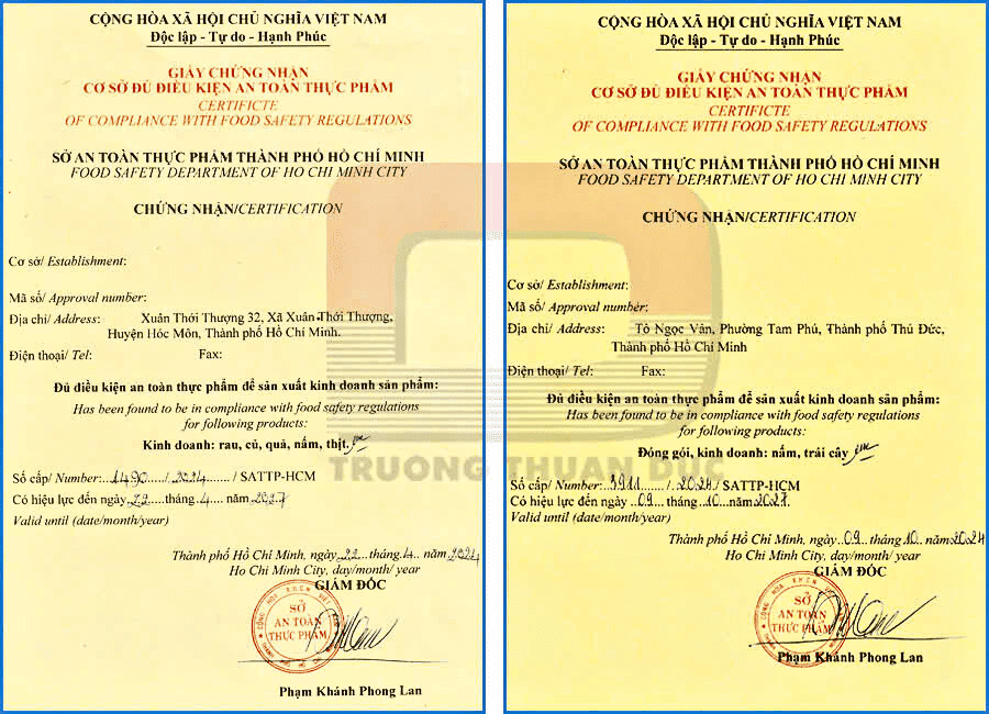 Dịch vụ làm giấy phép vệ sinh an toàn thực phẩm