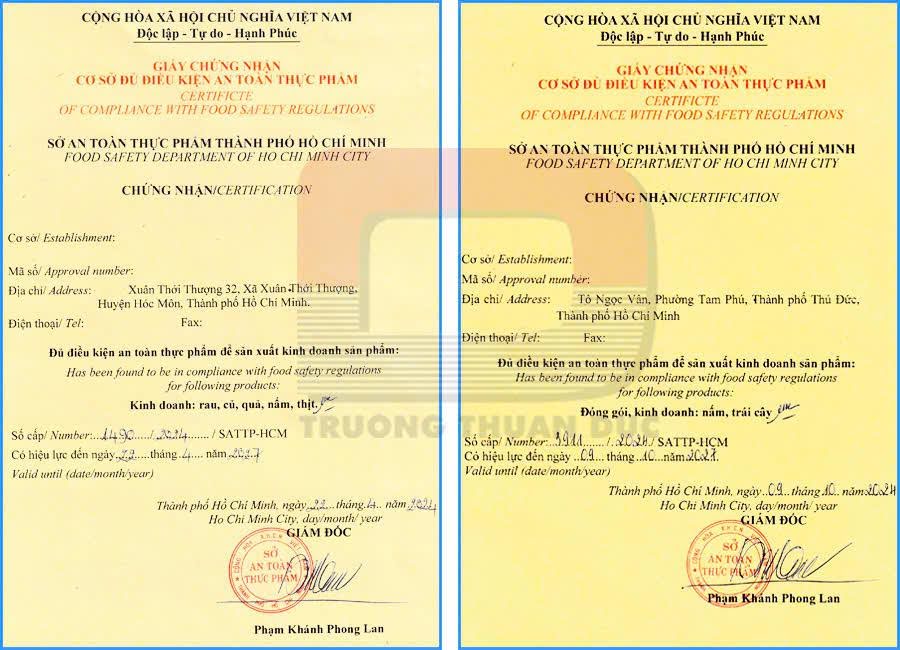 Dịch vụ xin giấy phép vệ sinh an toàn thực phẩm quận 1